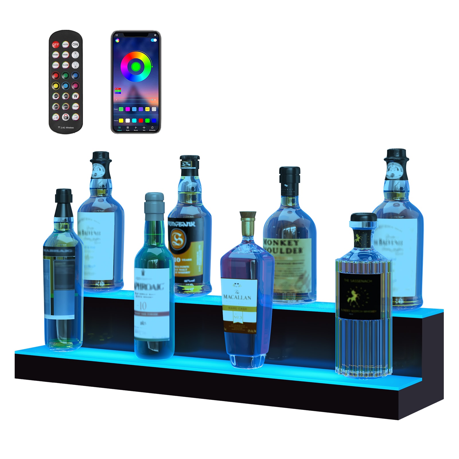 Led Lighted Liquor Bottle Display Shelf For Home Bar With Remote_voghion.com